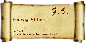 Forray Vilmos névjegykártya
